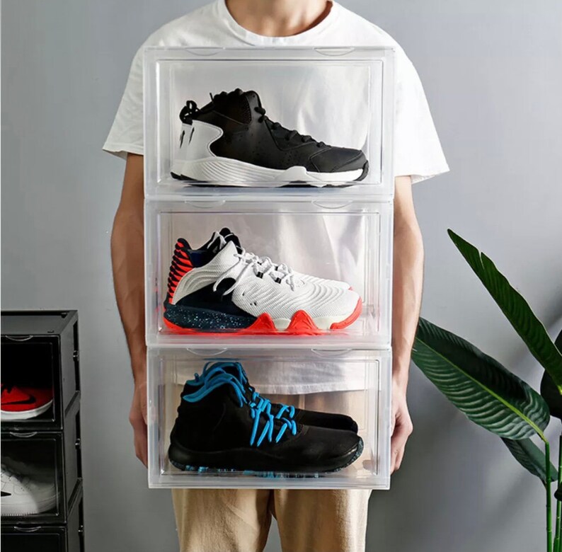 Shoe Storage Box Drop Side/front Sneaker Case Etsy