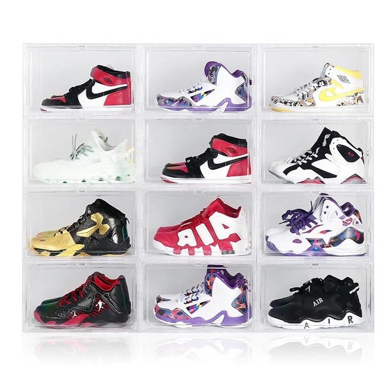10 Pack Shoe Storage Boxes, Clear Plastic Stackable Shoe Organizer Bins,  Drawer Type Front Opening Sneaker Shoe Holder Containers