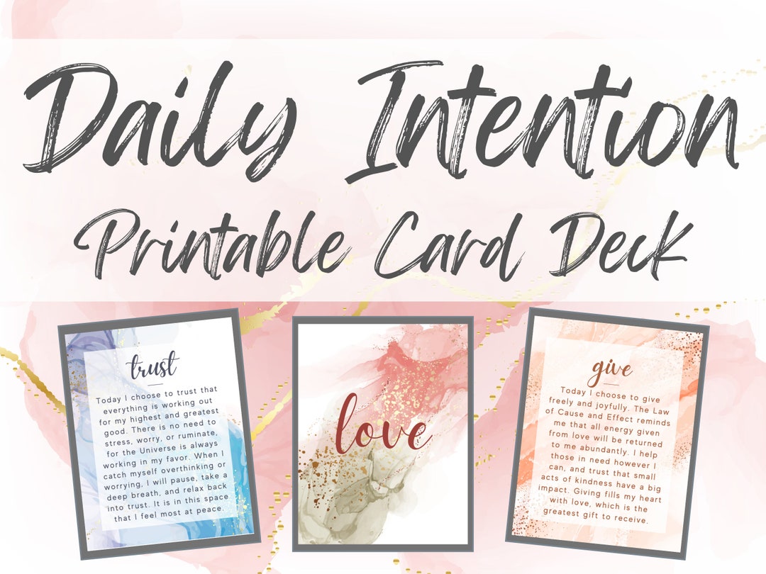 Printable Oracle Card Deck, Daily Intention Card Deck for Spiritual