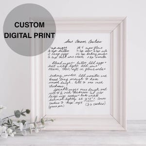 Handwritten Recipe Digital Print: Custom Family Keepsake (JPEG)