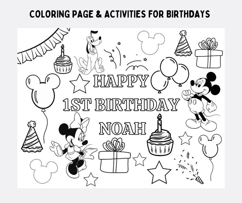 Mickey and Friends Coloring Page, Disney Coloring Page, Birthday ...