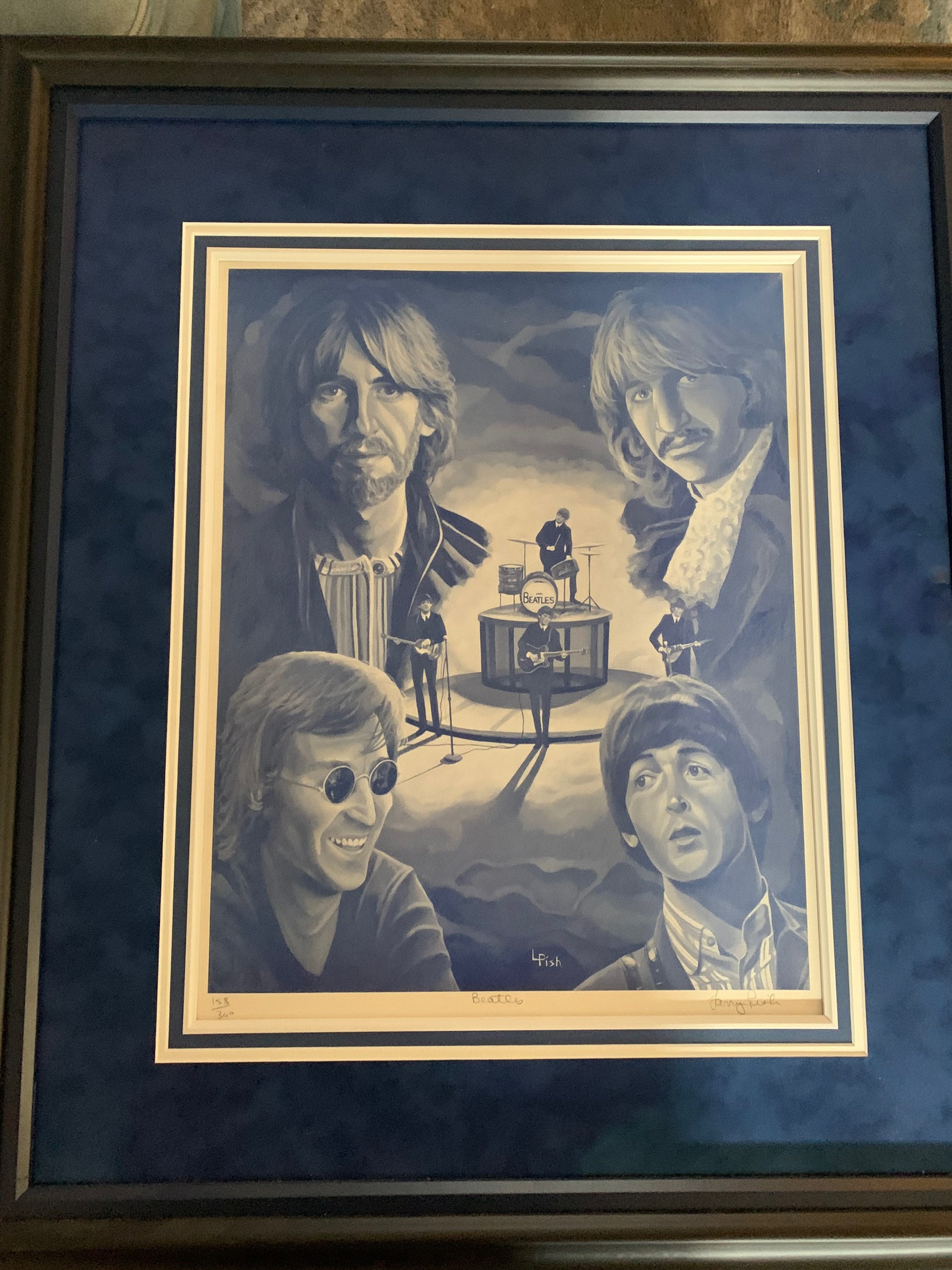 The Beatles Lithograph Professionally Framed Signed
