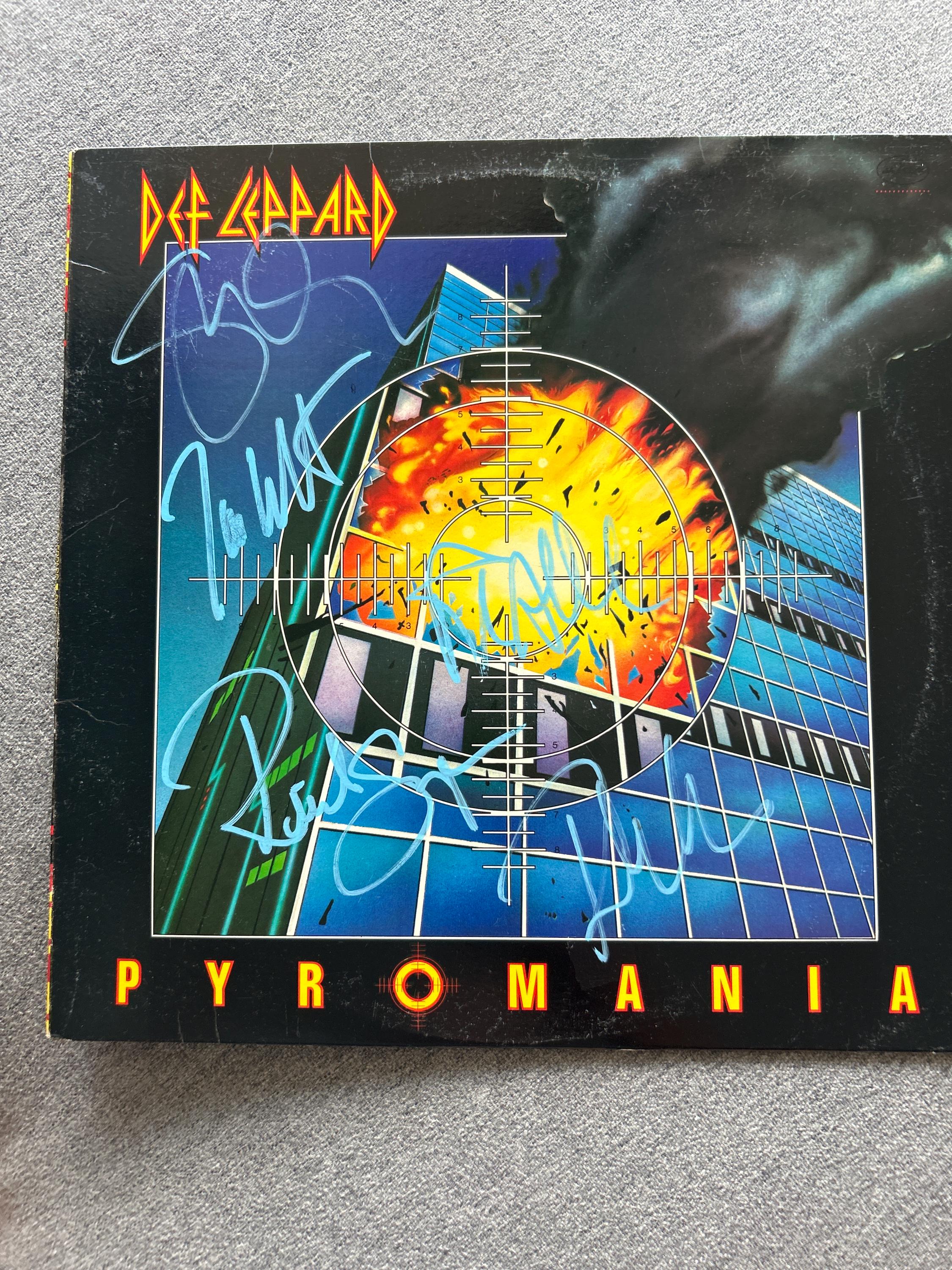Def Leppard Signed Autographed Pyromania Vinyl Record Album by