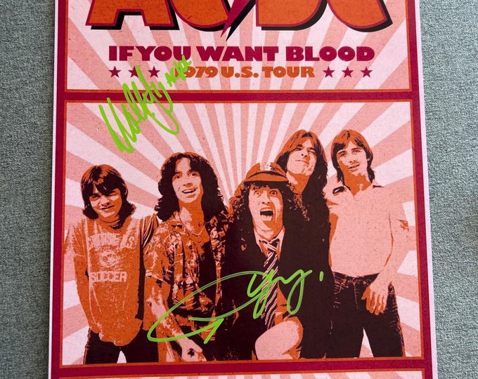 AC/DC Angus Young & Malcom Young Signed Autographed 11X17 Concert ...