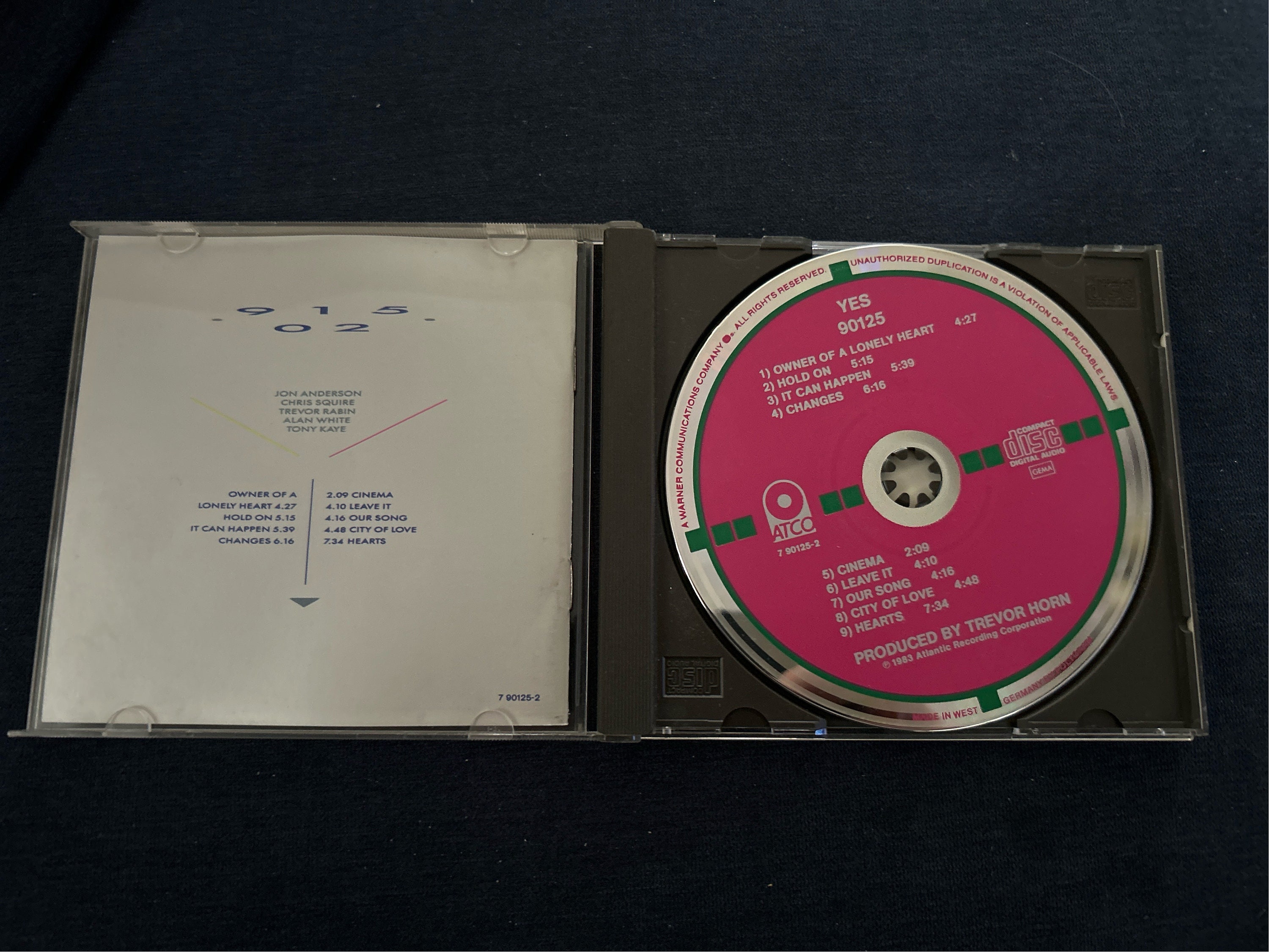YES Signed Autographed 90125 CD by All 5. John Anderson