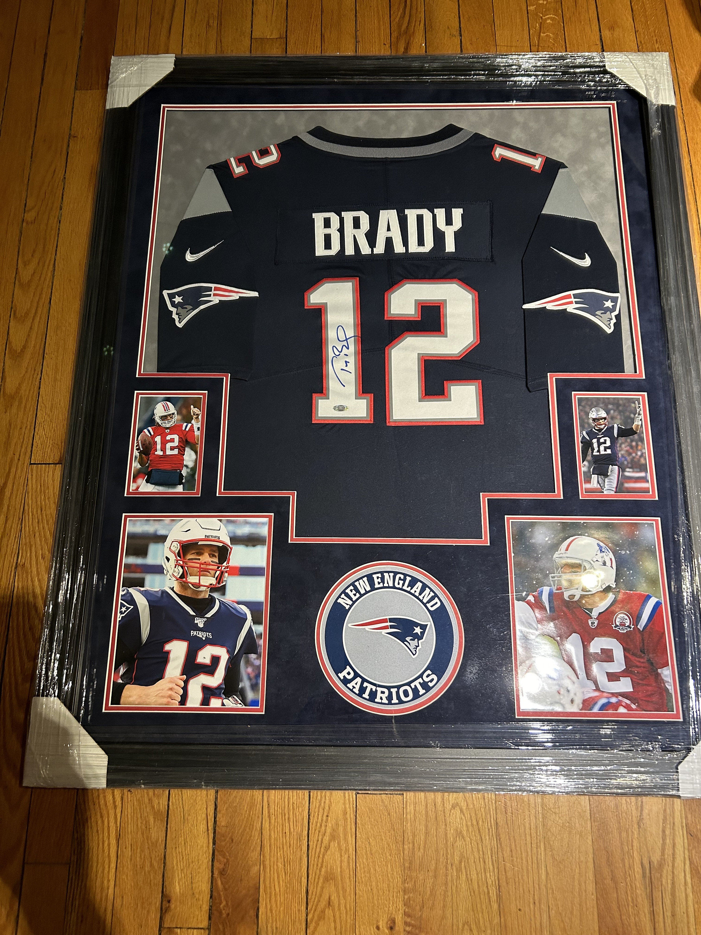 Tom Brady Signed Autographed 43x36 Framed New England Patriots Jersey w/  Steiner COA