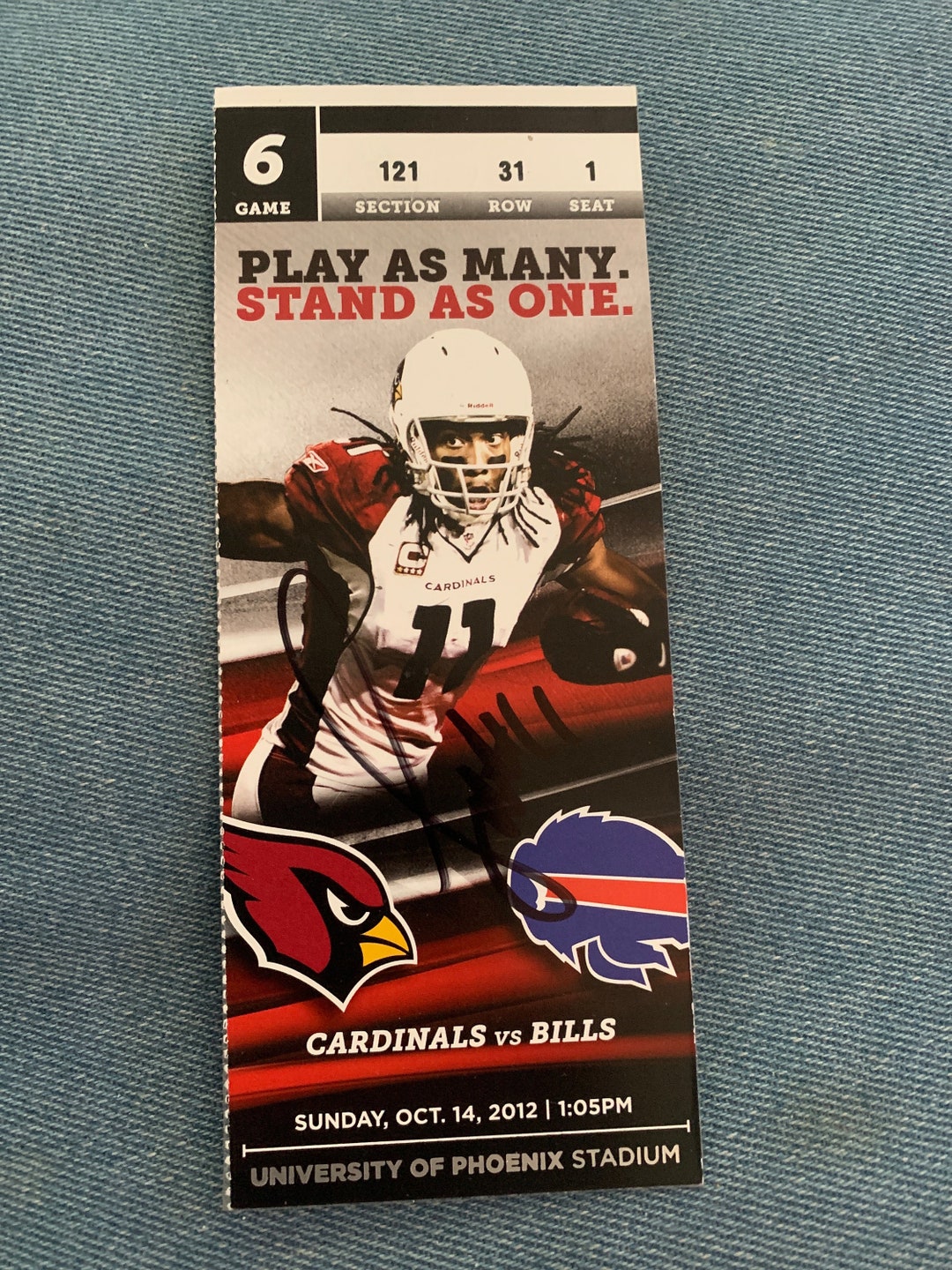 Larry Fitzgerald Signed Autographed Arizona Cardinals Buffalo Bills