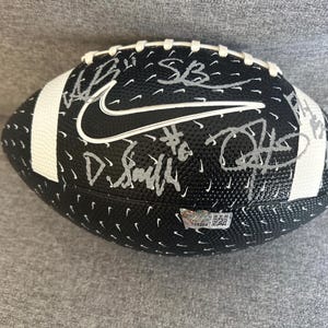 Philadelphia Eagles Jalen Hurts, AJ Brown, Saquon Barkley & DeVonta Smith Signed Autographed Football w/ ACE COA