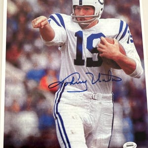 Jonny Unitas Signed Autographed Baltimore Colts 8x10 Football photo w/COA.