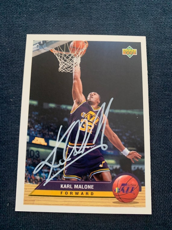 Karl Malone Autographed Signed Utah Jazz Basketball Card Coa HOF 