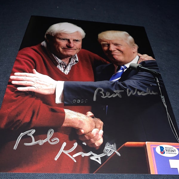 Bob Knight autographed signed 8x10 photo Beckett BAS COA NCAA Indiana Hoosiers w/ Donald Trump