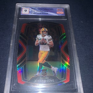Jordan Love 2020 Panini Select Red Club Level Die Cut Rookie Card #247 Green Bay Packers Great Canadian Grading Gcg Graded Mint 9