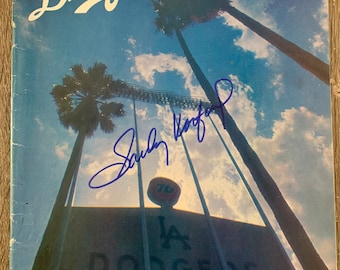 Sandy Koufax Signed Autographed 1975 Los Angeles Dodgers Baseball Program Scorecard COA
