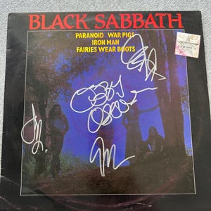 Black Sabbath Ozzy Osbourne Geezer Butler Tony Iommi Bill Ward Signed Autographed 12&quot; Limited Clear Vinyl Album Record LP Paranoid etc COA