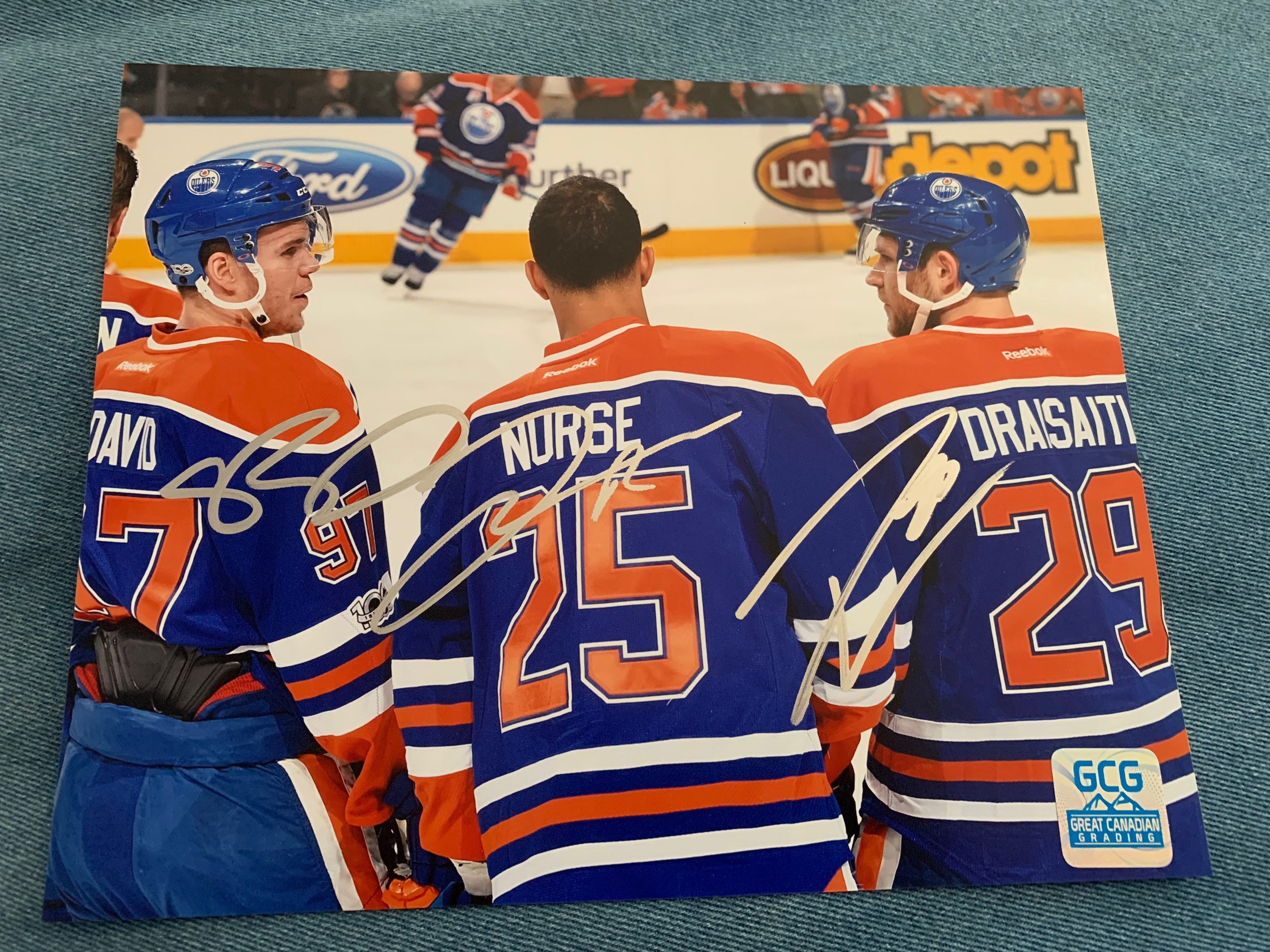 Leon Draisaitl Signed Framed Oilers Home Jersey 11x14 Photo