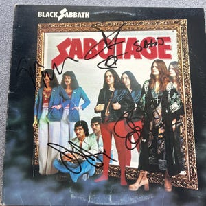 Black Sabbath Ozzy Osbourne Geezer Butler Tony Iommi Bill Ward Signed Autographed 1975 Sabotage Vinyl Album Record LP COA