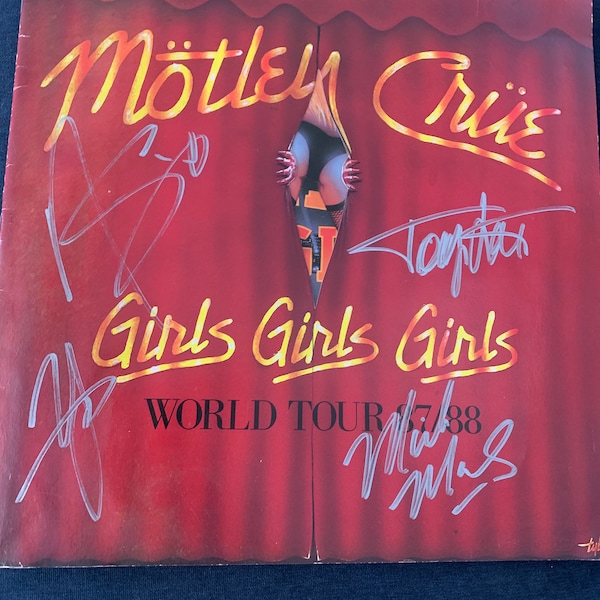 Motley Crue Signed Autographed Girls Girls Girls World Tour 1987/88 Tour Program By Tommy Lee Nicki Sixx Vince Neil Mick Mars COA