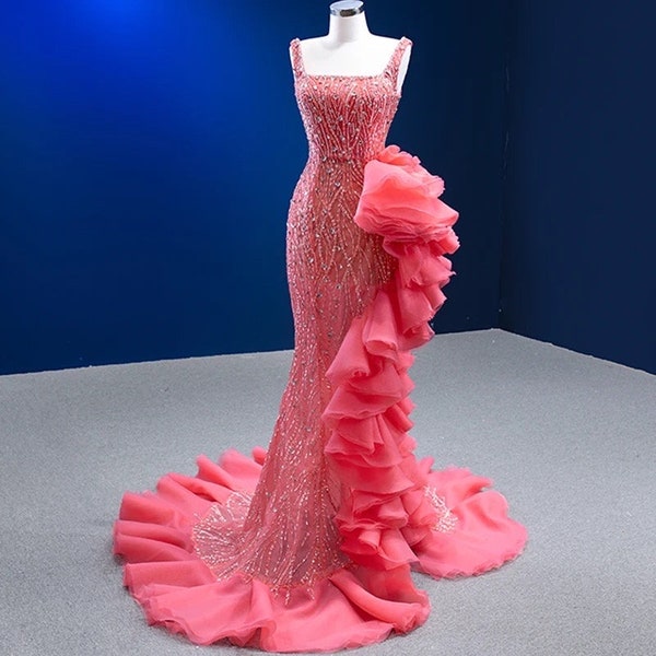 Elegant pink dress,Red carpet glam,Chic cocktail dress,vintage inspired glamour ,wedding dress,photo shoot dress,corset dinner gown, prom d
