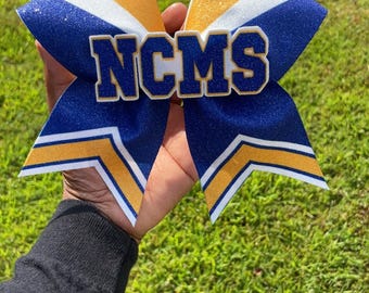Fiocco da cheerleader blu e giallo/Fiocco da cheerleader 3D/Fiocchi da cheerleader 3D/