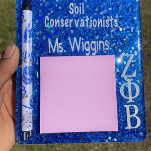 Sticky notepad houder, leraar cadeau, custom not pad, note pad houder, kantooraccessoires, glitter sticky note pad,