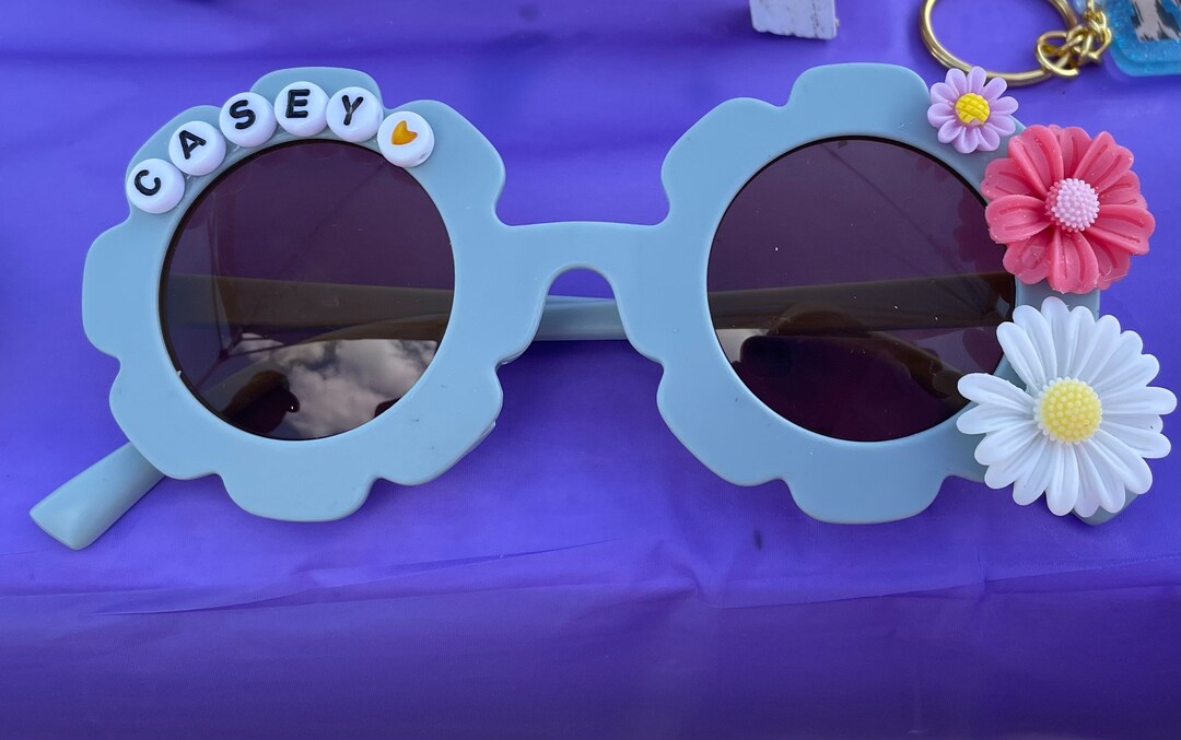 Personalized Name Floral Sunglasses for Kids, Sunglasses With Letters