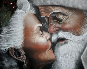 Mr and Mrs Claus in chalk pastels