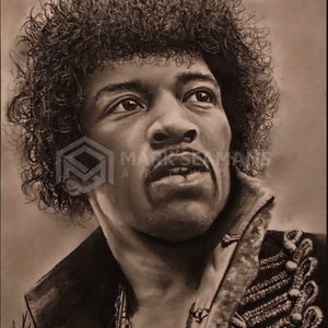 Jimi Hendrix Charcoal Portrait