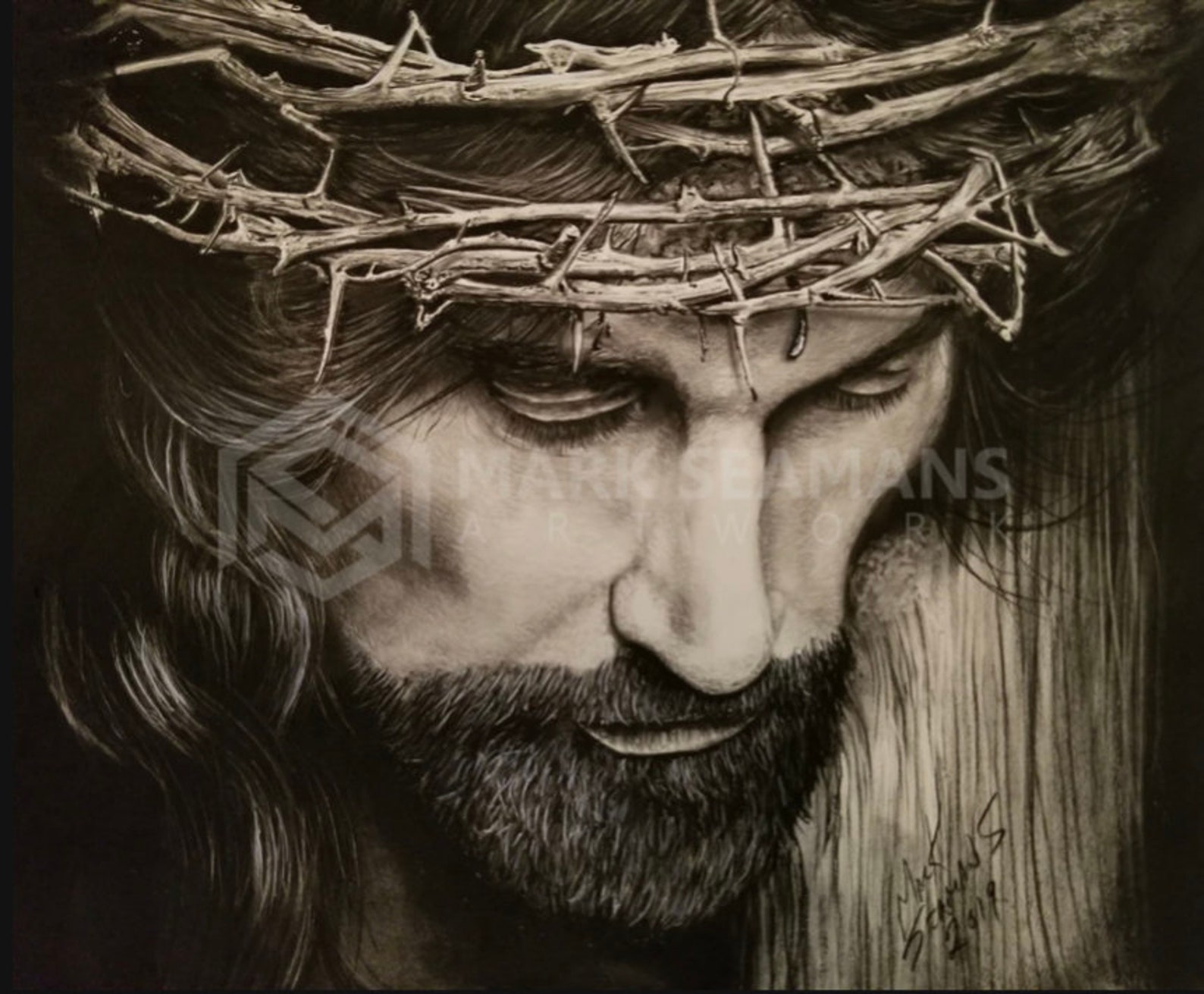 Jesus Christ Charcoal Portrait | Etsy