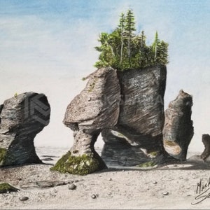 Hopewell Rocks Bleistift-Porträt