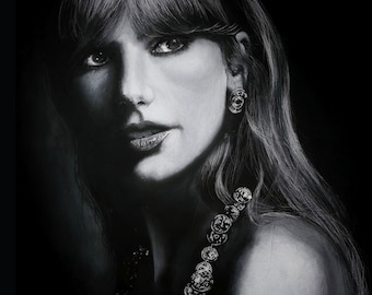 White charcoal on black paper