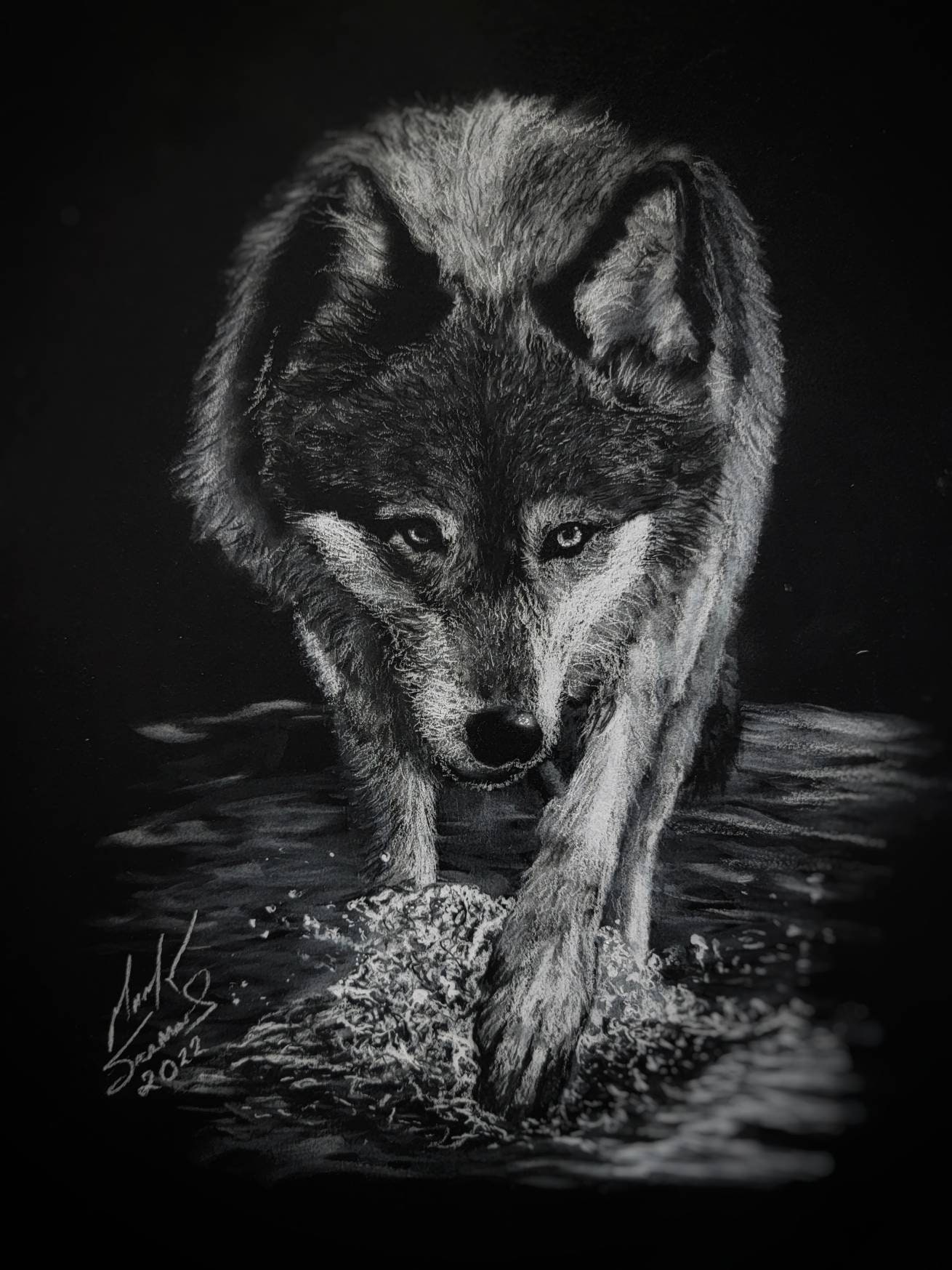 Prowler- White Charcoal on Black - Etsy