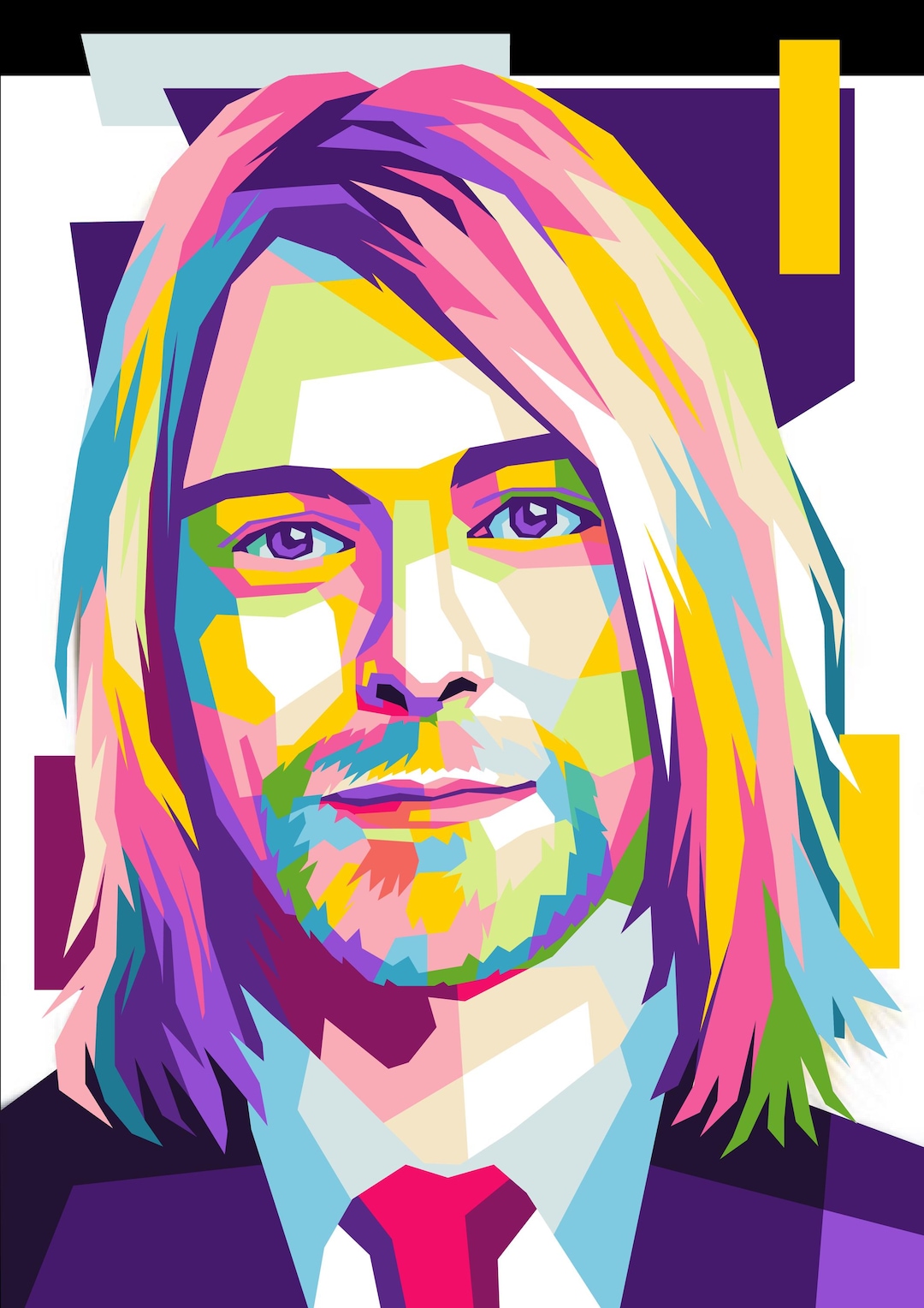 Kurt Cobain WPAP Art Print: Grunge Rock Legend Wall Decor - Etsy