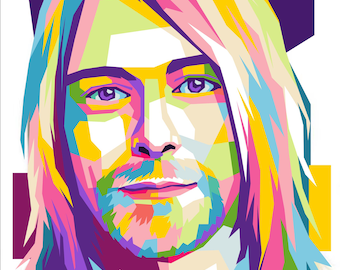 Kurt Cobain WPAP Art Print: Grunge Rock Legend Wall Decor