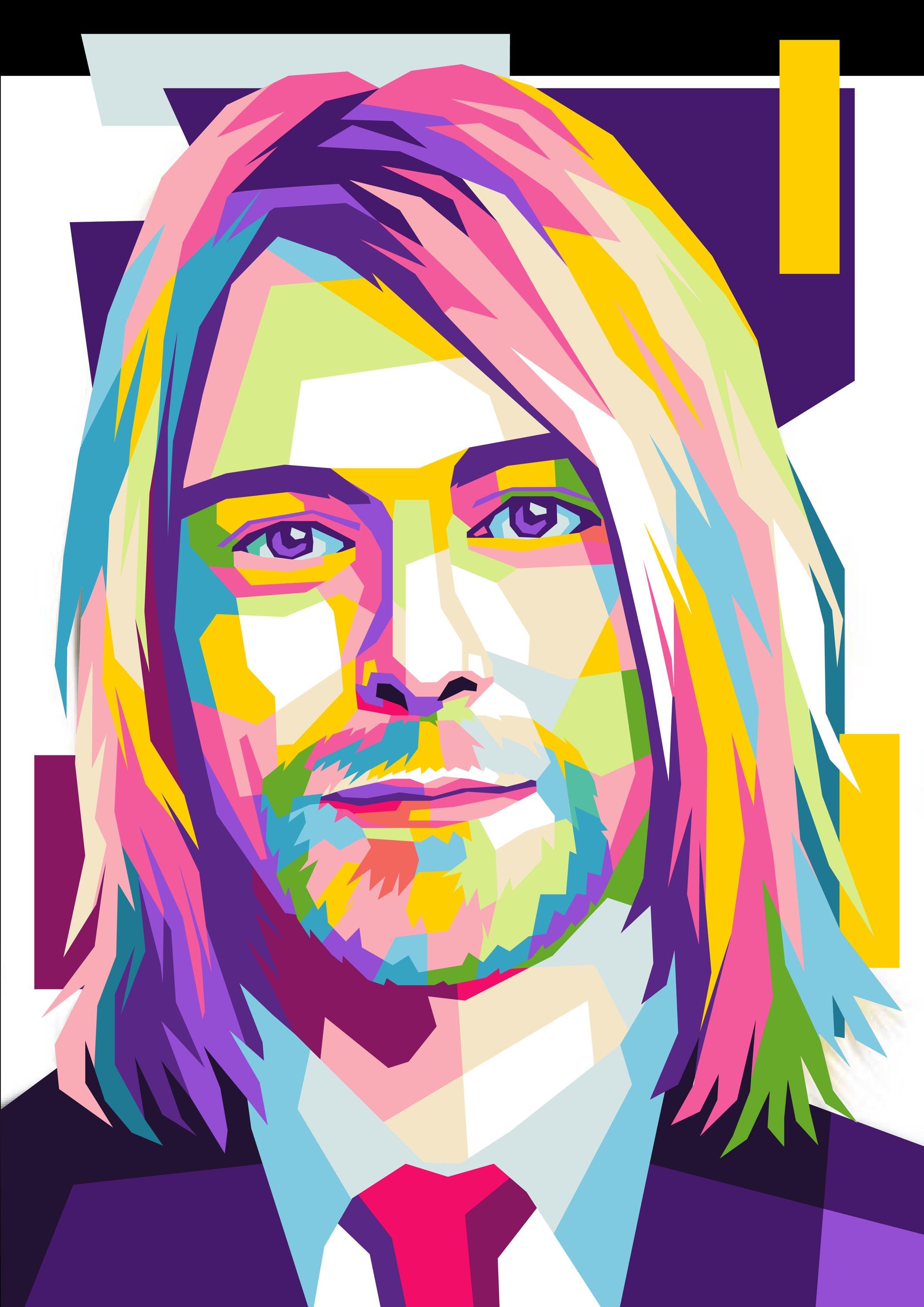 Kurt Cobain WPAP Art Print: Grunge Rock Legend Wall Decor - Etsy