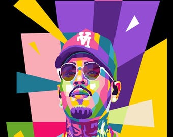 Chris Brown WPAP Portrait, R&B Pop Art Print