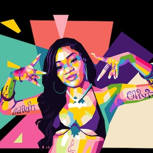 GloRilla Digital Pop Art: Hip Hop Rapper PNG Design