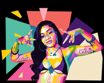 GloRilla Pop Art Portrait: WPAP Style, Hip Hop Princess