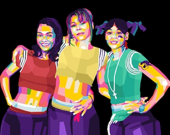 TLC Pop Art Print – 90s R&B Girl Group, Colorful WPAP Design