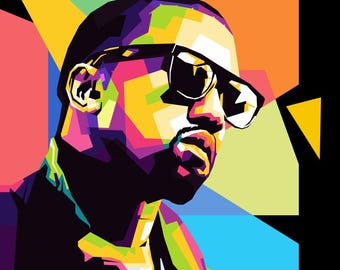 Kanye West Pop Art Print | Colorful Rapper Portrait (Digital Download)