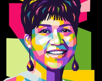 Impressão Pop Art de Aretha Franklin: Retrato da Rainha do Soul (WPAP)