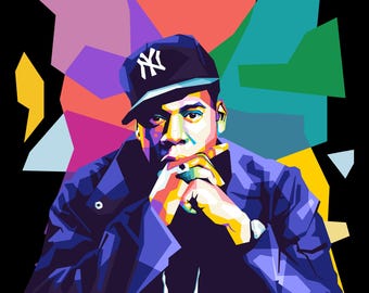 Impresión artística pop de Jay-Z: Retrato de hip hop de WPAP