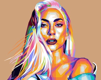 Lady Gaga Pop Art Print | Colorful Portrait (Digital Download)