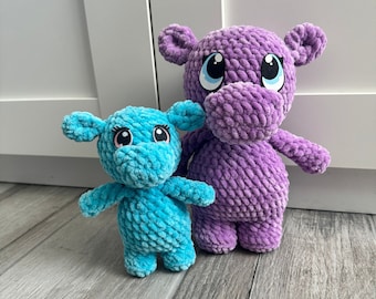 Pattern Pack - Hippo, and Mini NO SEW Hippo Crochet Pattern (PDF)