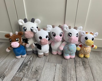 Cow and Cow with Overalls Crochet Pattern (PDF)