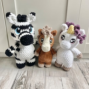 Zebra, Horse, and Unicorn Crochet Pattern PACK (PDF)