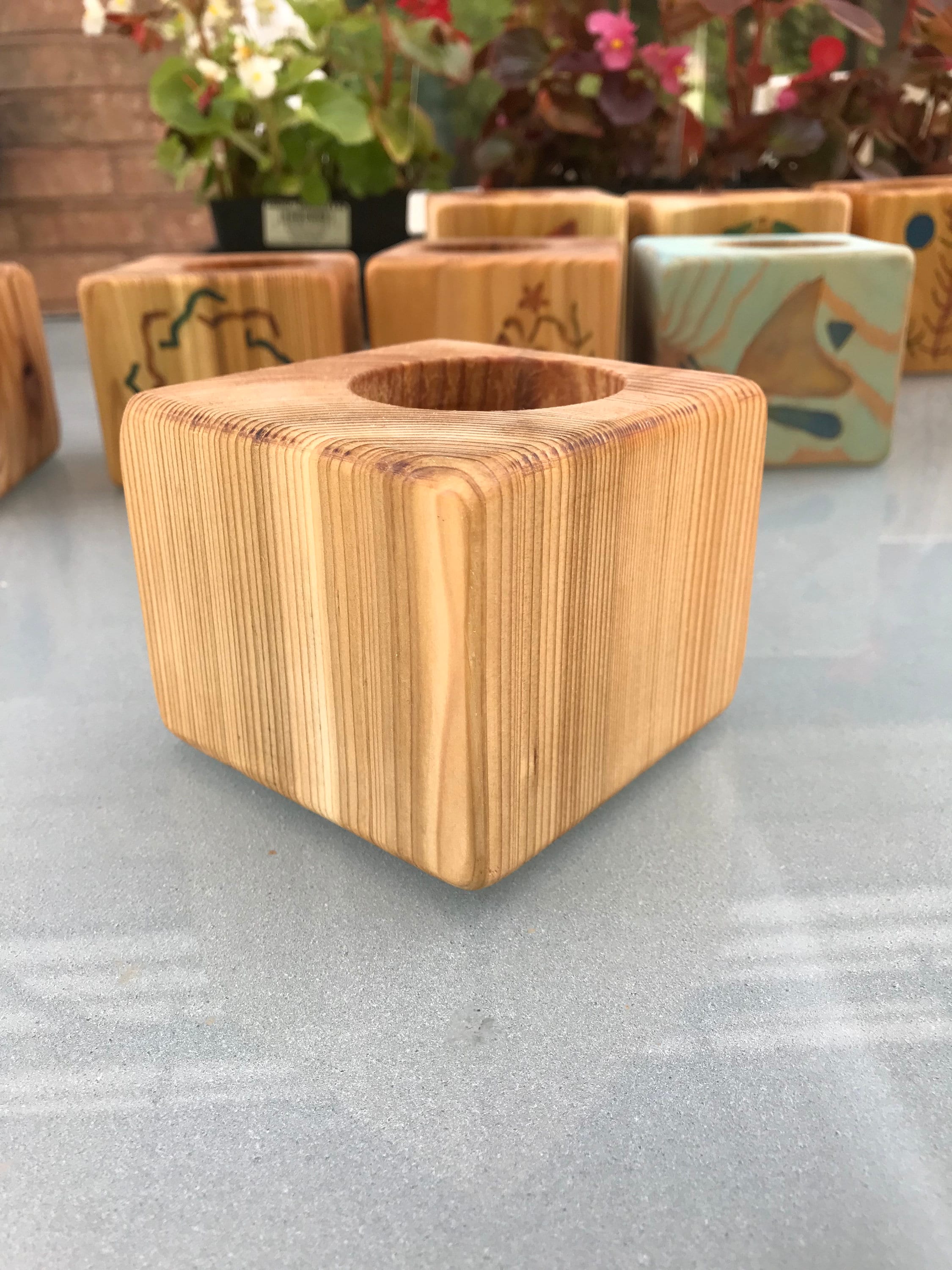 Holz sukkulenten Übertopf Indoor Pflanzentopf Votiv Teelicht Etsy