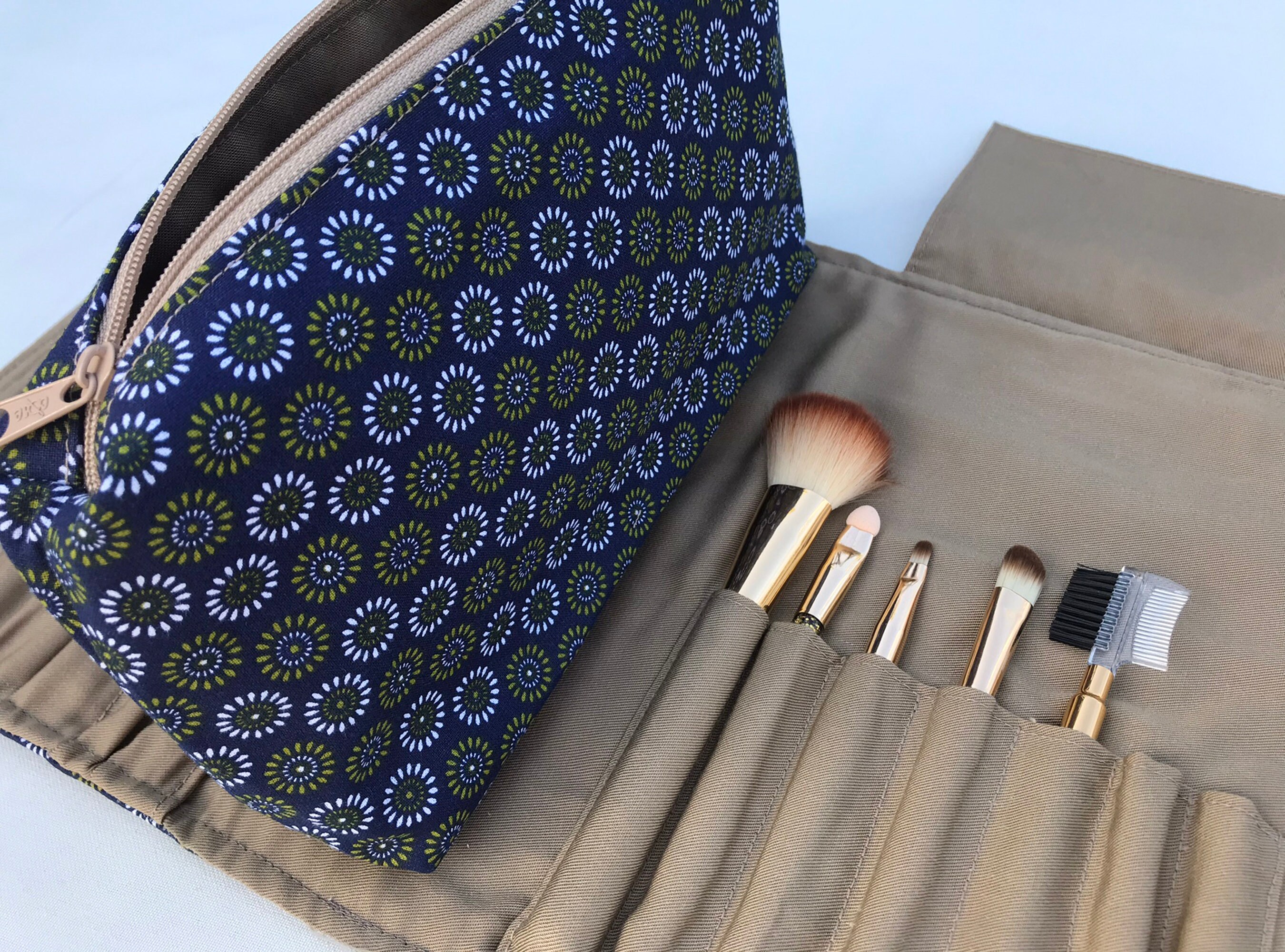 Makeup Bag With a Brush Holder Cosmetic 