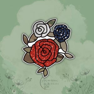 Sticker floral rouge blanc et bleu, Sticker patriotique, Stickers militaires, Sticker conjoint militaire, Sticker drapeau américain