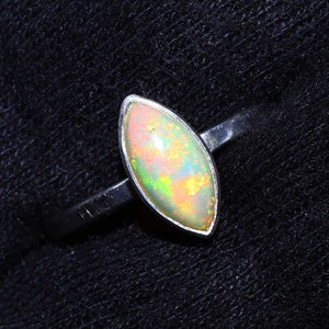 Minimalist Ring/ 925 Silver stacking opal ring/Stackable/ Handmade/ Thin/ Dainty/ Minimalist Delicate Silver Rings/ Fire Gemstone Ring