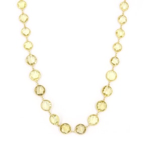 Lemon Topaz Necklace Chain, Long Vermeil Chain, Gold Plated Chain, Face Mask Chain, 925 Silver Necklace, Lemon Color Gemstone Necklace